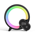 Round LED lamp with digital display on a white background
